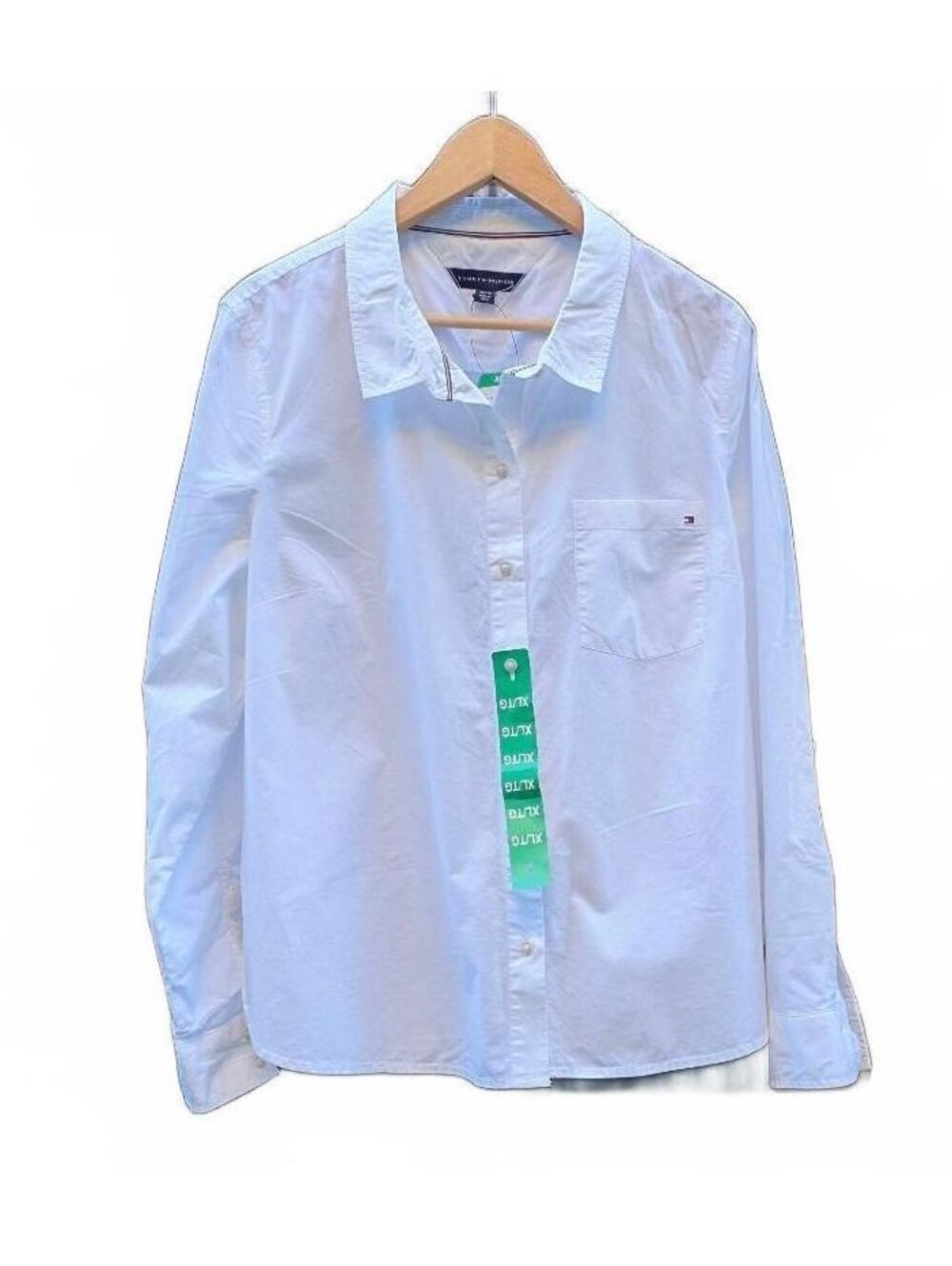 NWT Tommy Hilfiger Women's 100% Cotton White Button Down Roll Tab Shirt XL